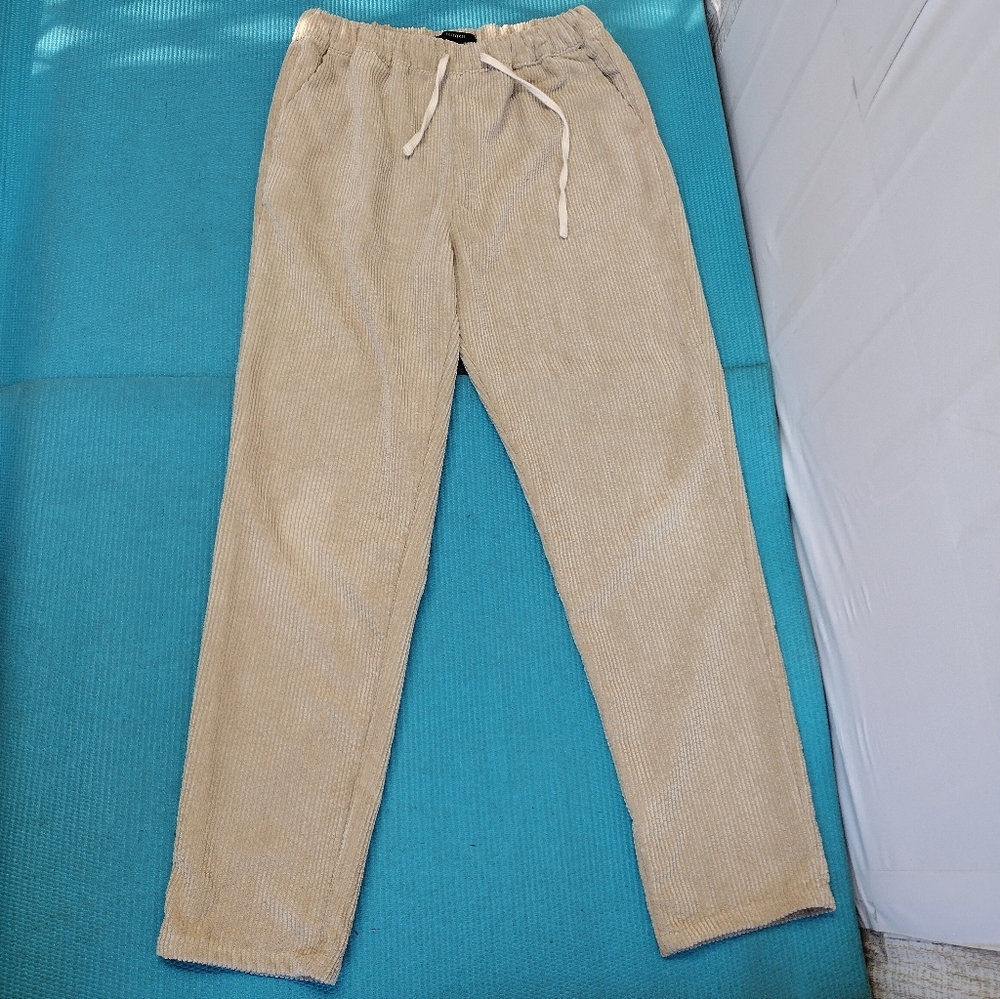 Forever 21 Women's Corduroy Pants Elastic Waist Tan Size S